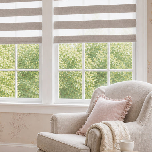 Berissa No Drill Removable Valance Dusty Rose Zebra Shades