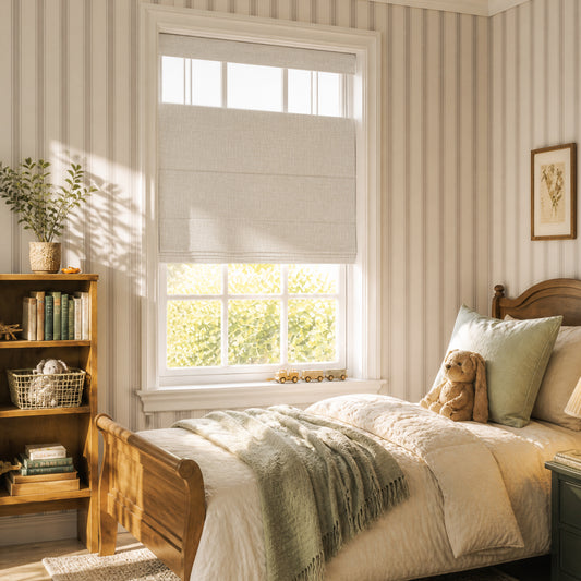 Berissa Ivory Lines Blackout Top Down Bottom Up Roman Shades
