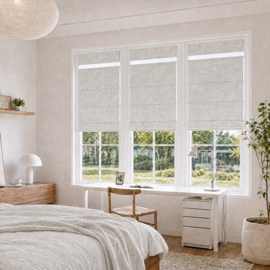 Berissa Soft Heathered Blackout No Tool TDBU Roman Shades