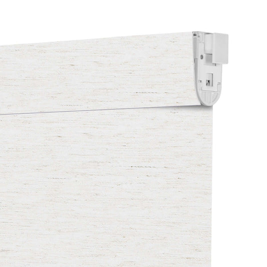 Berissa No Drill White & Warm Beige Wheat Texture Roller Blinds:Headrail Detail 1