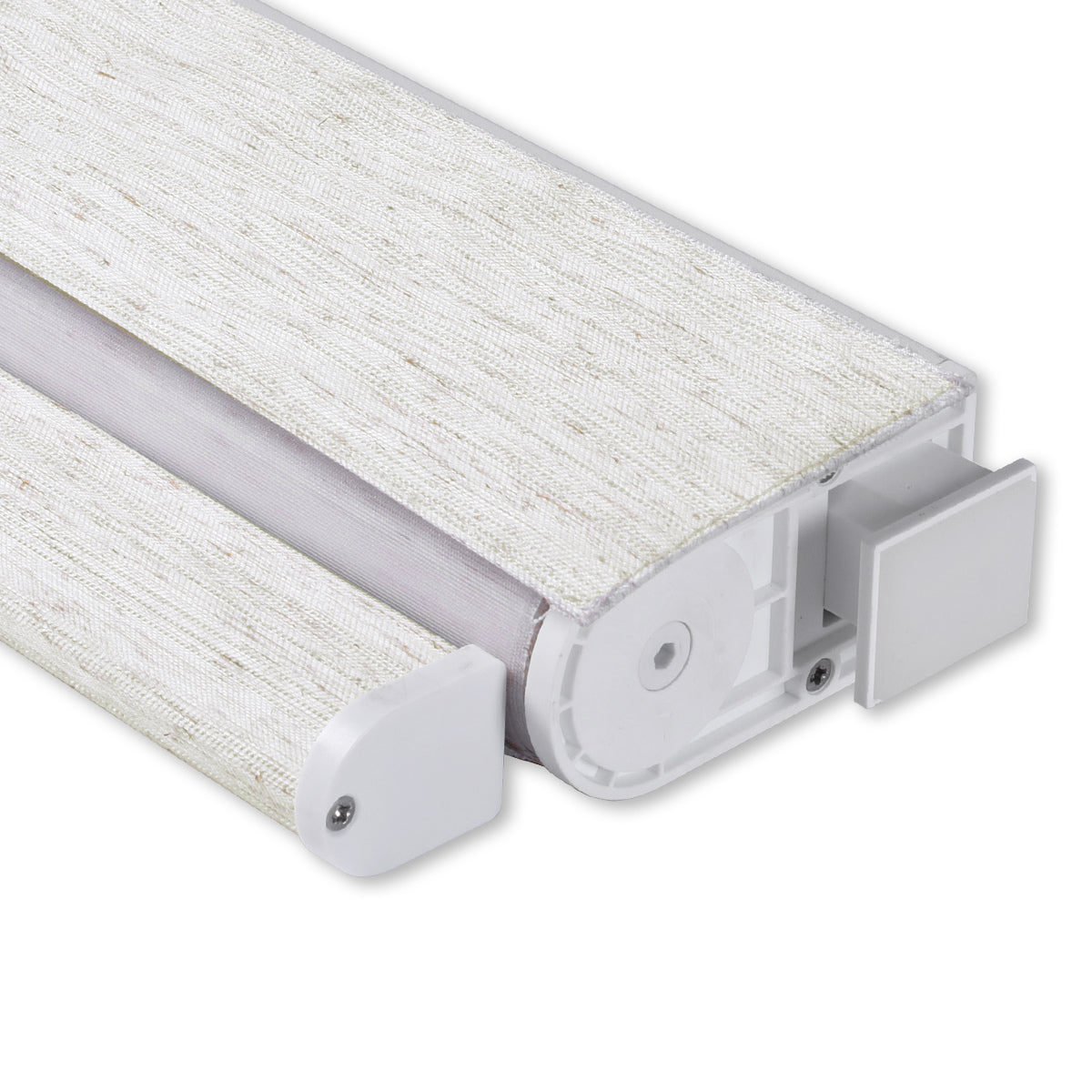 Berissa Day Night Zebra Duo Roller Blind showing the no-drill mounting system and sleek design.