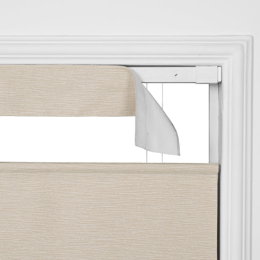 Berissa Ivory Haven Textured Blackout No Tool TDBU Roman Shades