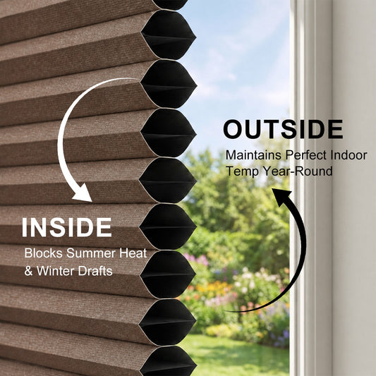 Berissa Motorized No-Drill Top-Down Bottom-Up Blackout Cellular Shade