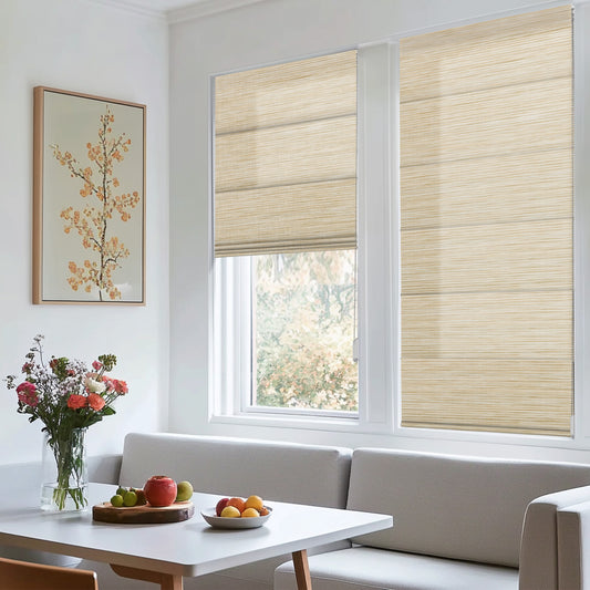 Berissa Corded Natural Warmth Subtle Stripes Beige Harmony Roman Blind