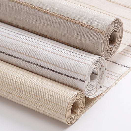 Berissa Light-Filtering Cordless Striped Faux-Linen Bamboo Roman Shade