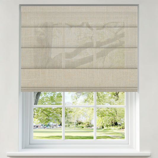 Berissa Custom Linen Vista Linen Classic No Drill Roman Shades