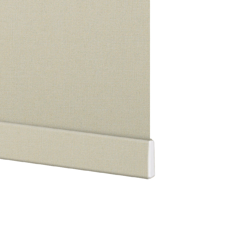 Close-up of Berissa Classic Linen Blend Cordless Roller Shades showcasing the fabric and bottom rail.