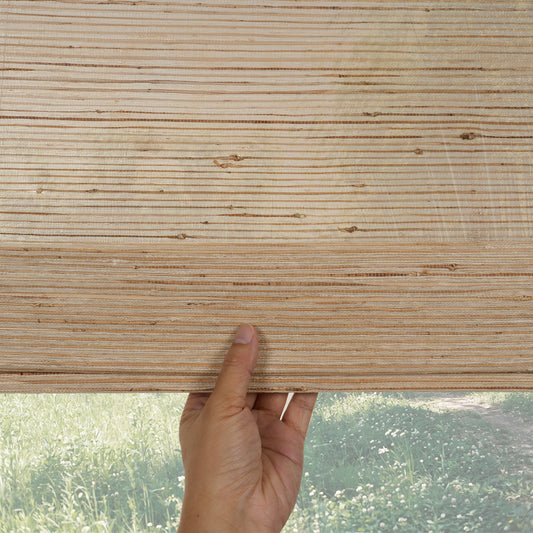 Berissa Natural Soft Glow Woven Bamboo Roman Shade