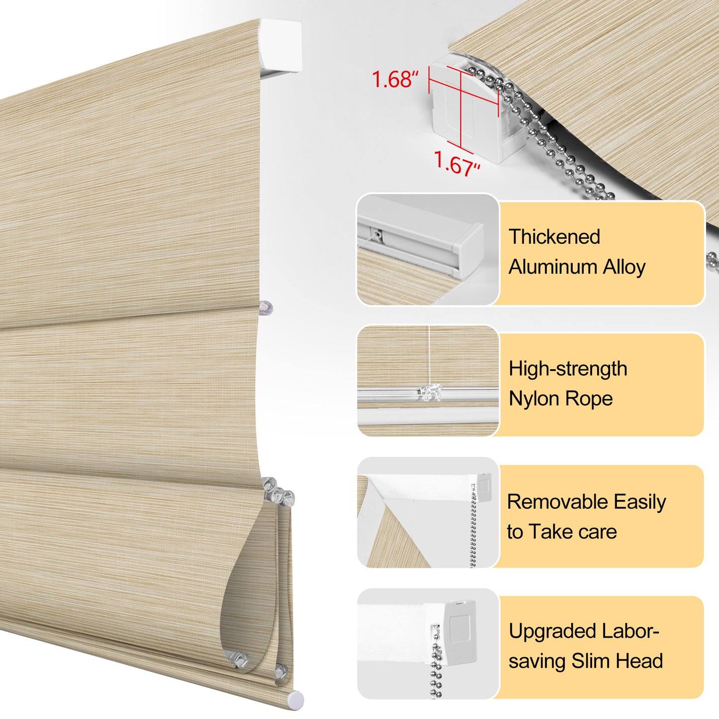 Berissa Corded Natural Warmth Subtle Stripes Beige Harmony Roman Blind