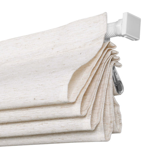 Berissa No Tool Oatmeal Linen Textured Roman Shades: Headrail Detail 1