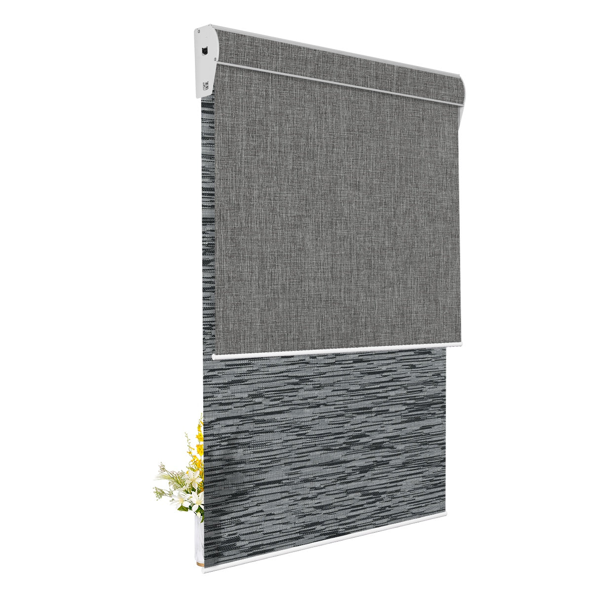 Light Filtering Jacquard Black +Blackout Dark Gray