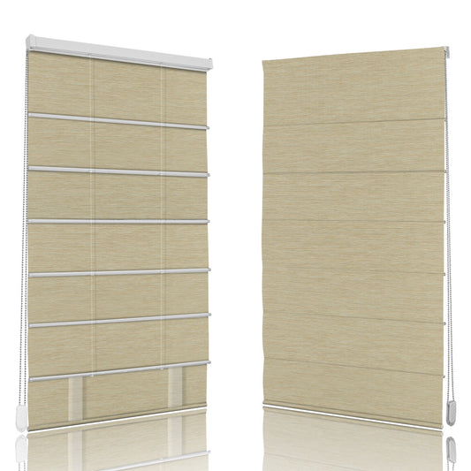 Berissa Corded Natural Warmth Subtle Stripes Beige Harmony Roman Blind