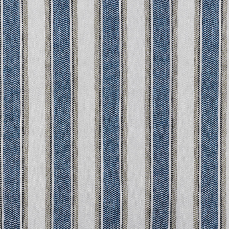 Berissa Square Series Extra Wide Roman Shade Cordless Child Safe fabric in blue and white herringbone pattern.