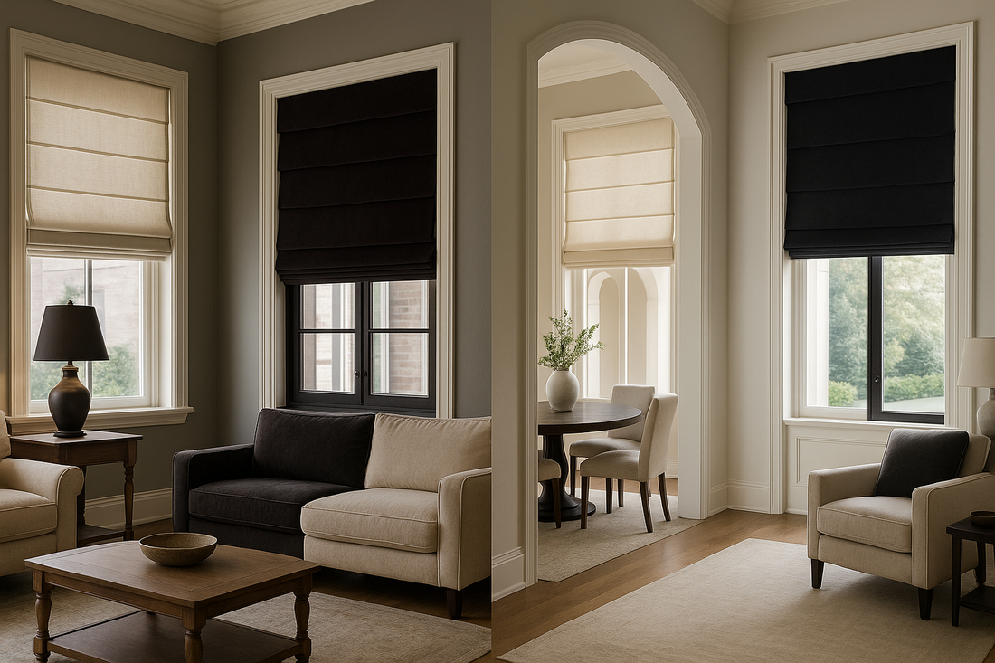 The color of the Roman shades is lighter or darker than the wall color, and the visual effect looks completely different