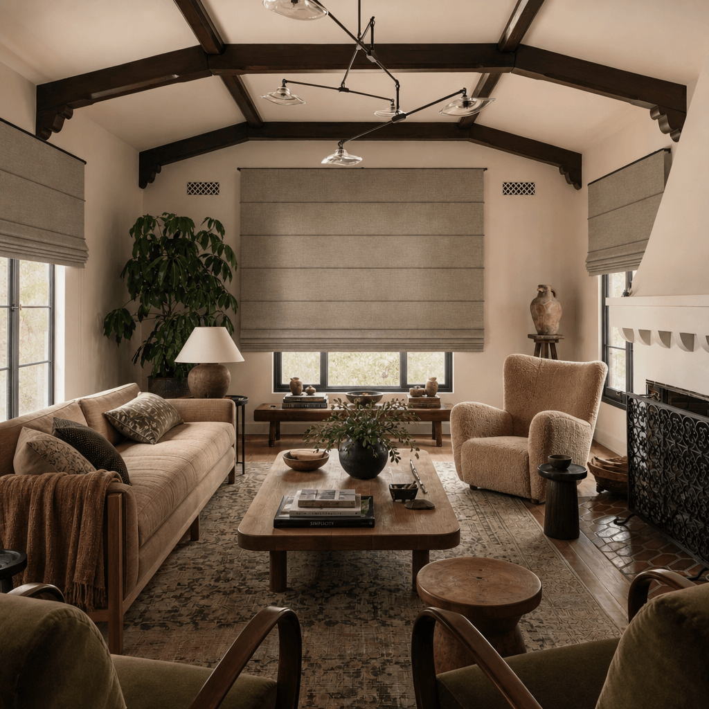 Berissa Linen Roman Shades cordless safe vintage warm earth home