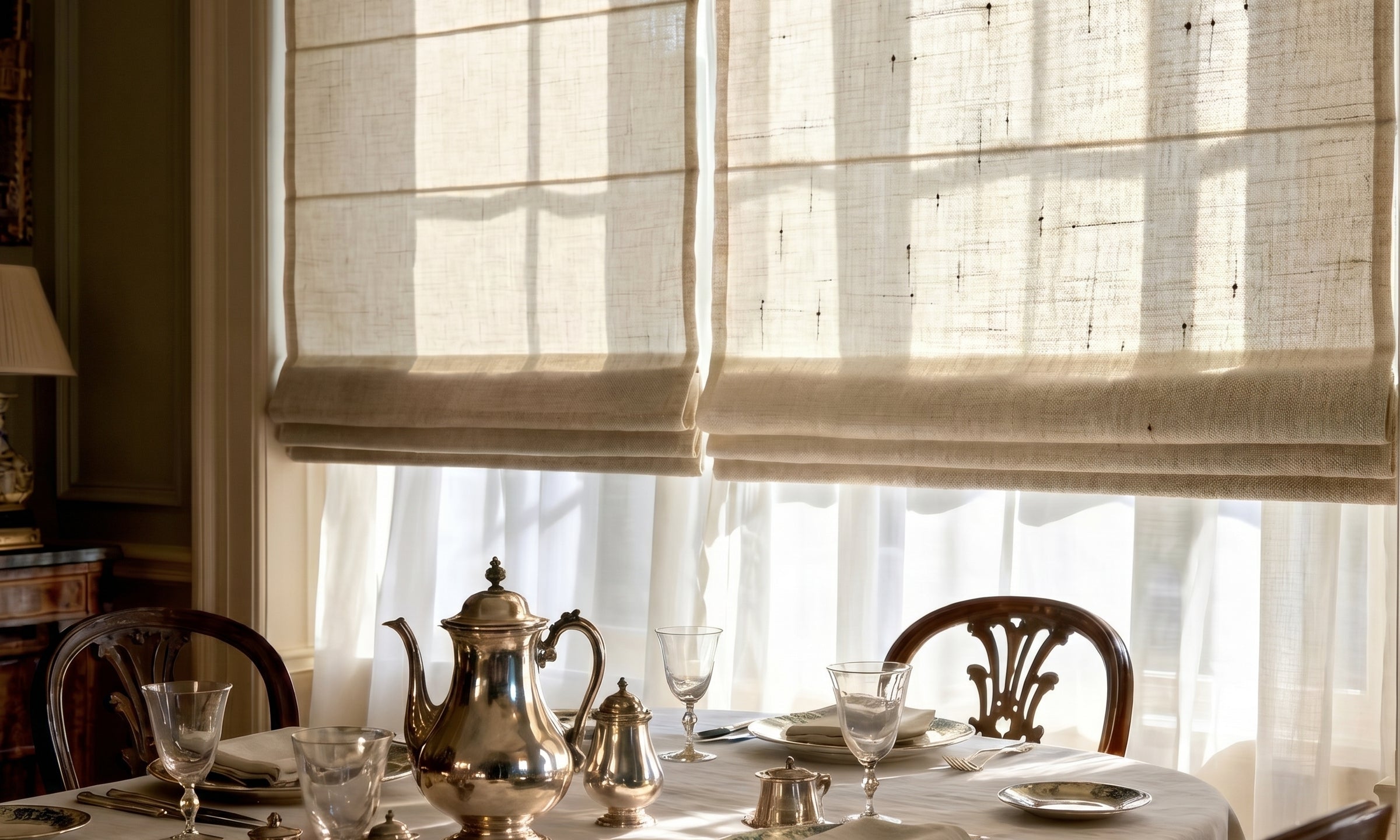 Timeless Linen Roman Shades Transform Home Light & Vibe: Scene Display Main Image