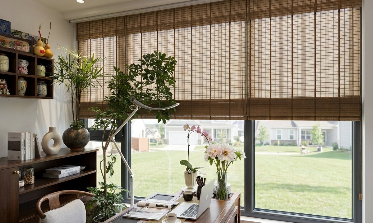 Elegant Bamboo Shades Ideal for Asian American Families: Scene Display Main Image