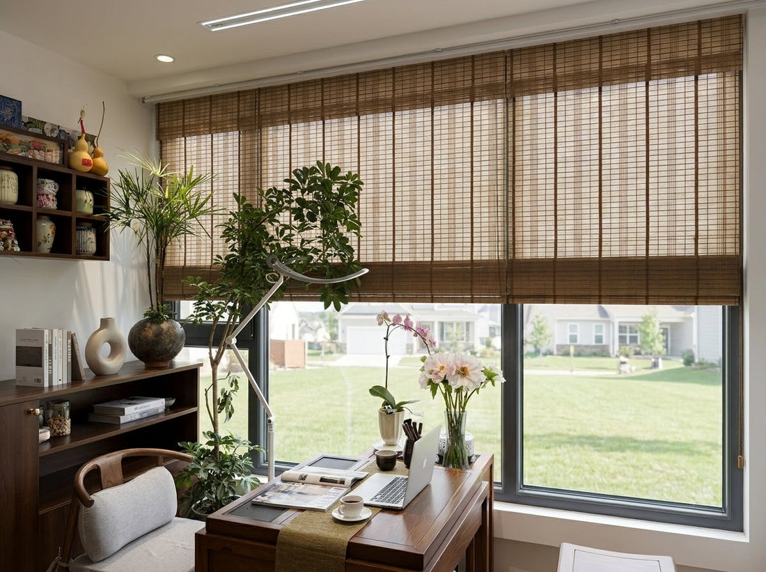 Elegant Bamboo Shades Ideal for Asian American Families: Scene Display Main Image