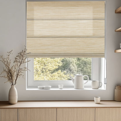 Berissa Corded Natural Warmth Subtle Stripes Beige Harmony Roman Blind