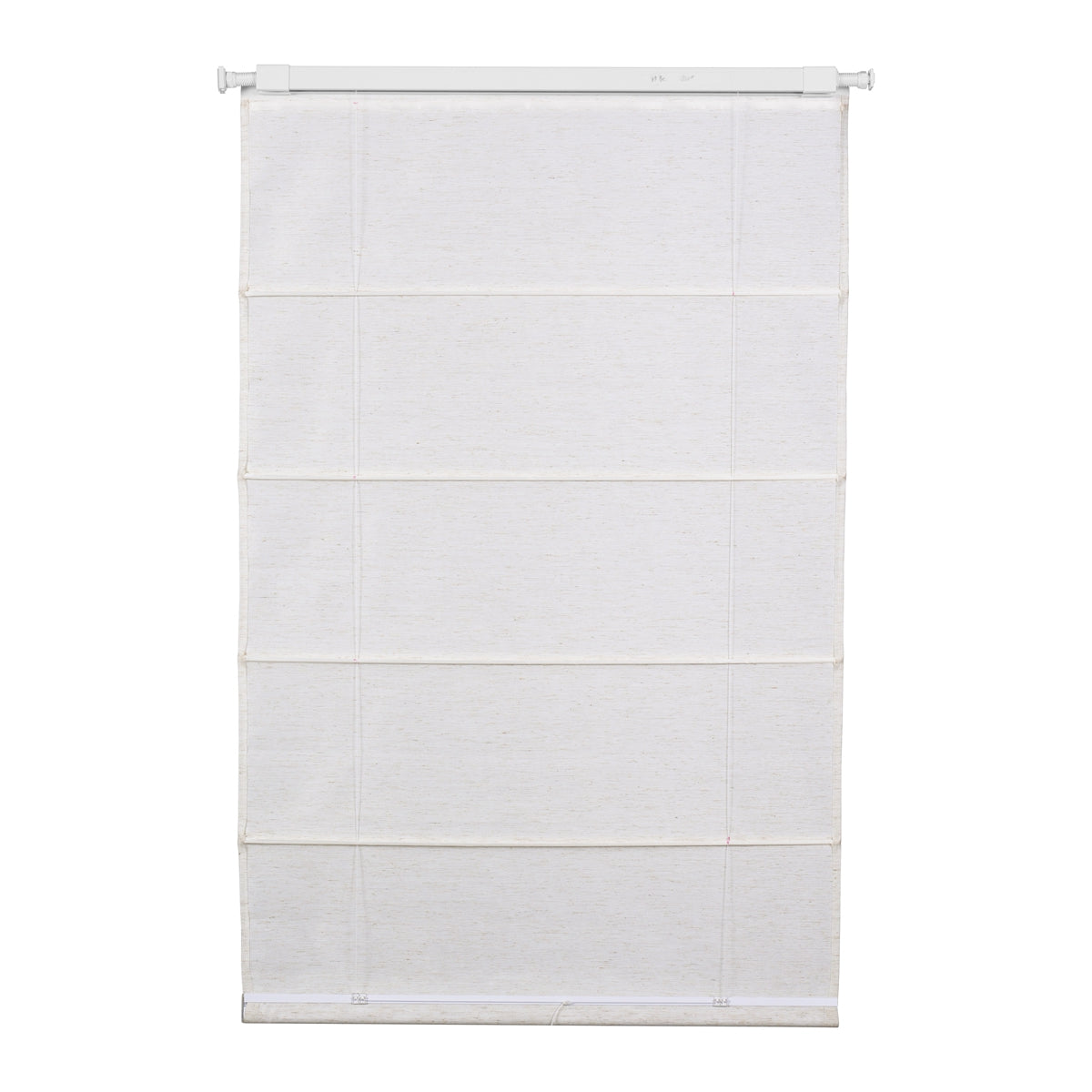Berissa No Tool Oatmeal Linen Textured Roman Shades: Rear View