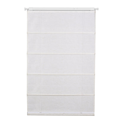 Berissa No Tool Oatmeal Linen Textured Roman Shades: Rear View