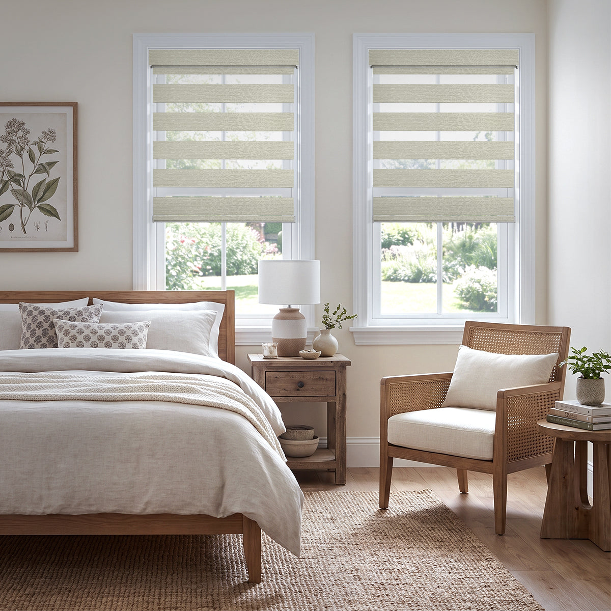 Berissa Custom No Drill Texture Day Night Blackout Zebra Blinds