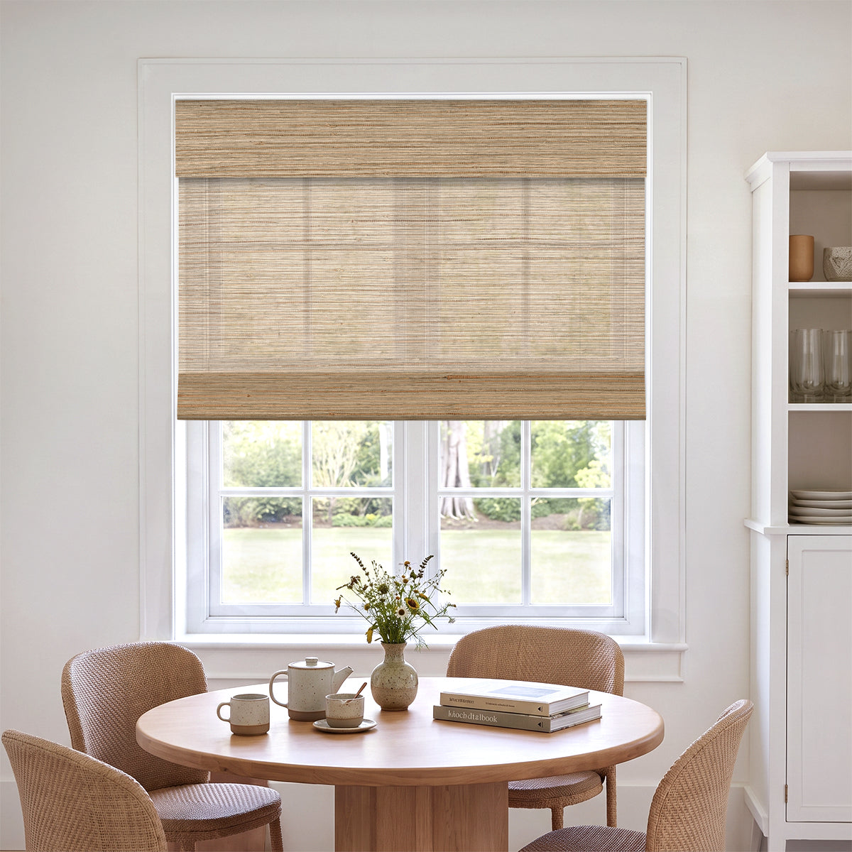 Berissa Natural Soft Glow Woven Bamboo Roman Shade
