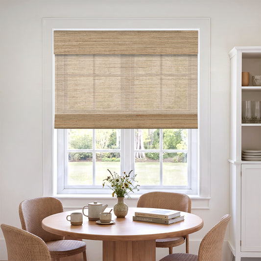 Berissa Natural Soft Glow Woven Bamboo Roman Shade