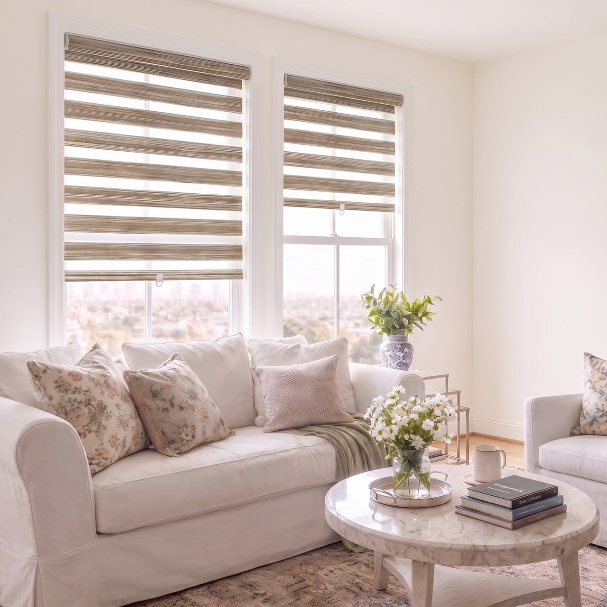 Berissa Custom Size Modern Day and Night Zebra Blinds