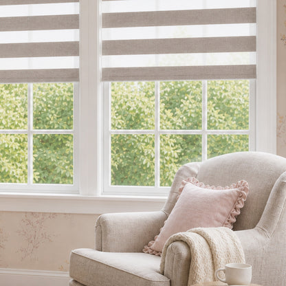 Berissa No Drill Removable Valance Dusty Rose Zebra Shades