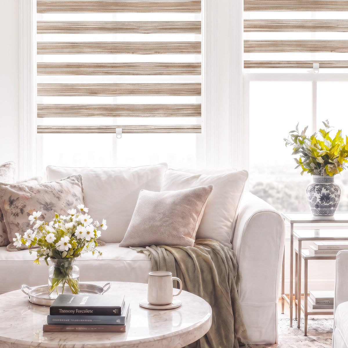 Berissa Custom Size Modern Day and Night Zebra Blinds