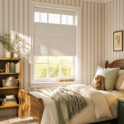 Berissa Ivory Lines Blackout Top Down Bottom Up Roman Shades