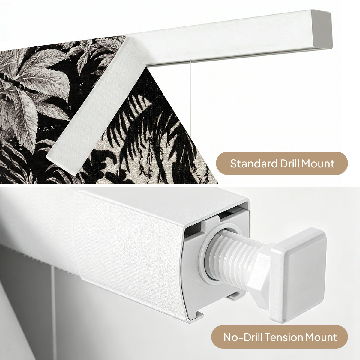 Berissa No-Drill Cordless Blackout Botanical Roman Shade
