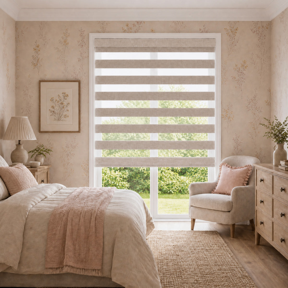 Berissa No Drill Removable Valance Dusty Rose Zebra Shades
