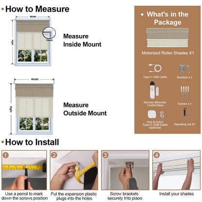 Berissa Double-layered Fabric Layer Suitable for Motorized Roller Shades: Installation & Hardware Diagram