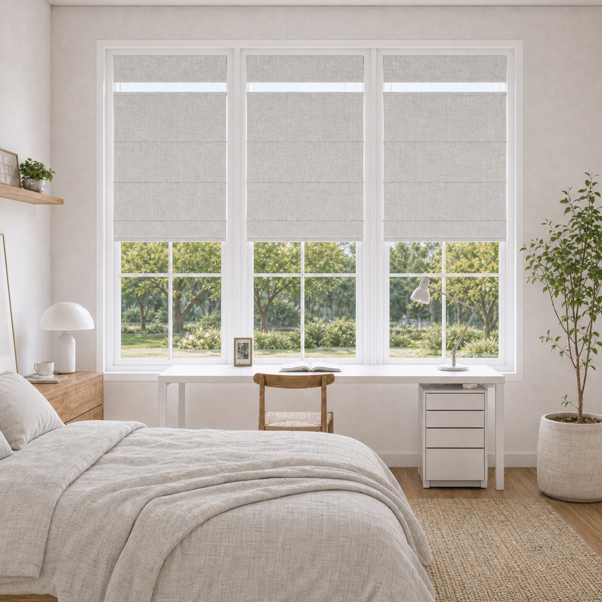 Berissa Soft Heathered Blackout No Tool TDBU Roman Shades