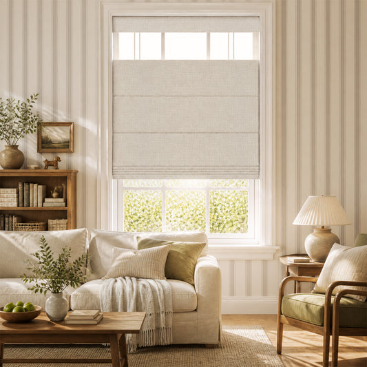 Berissa Ivory Lines Blackout Top Down Bottom Up Roman Shades