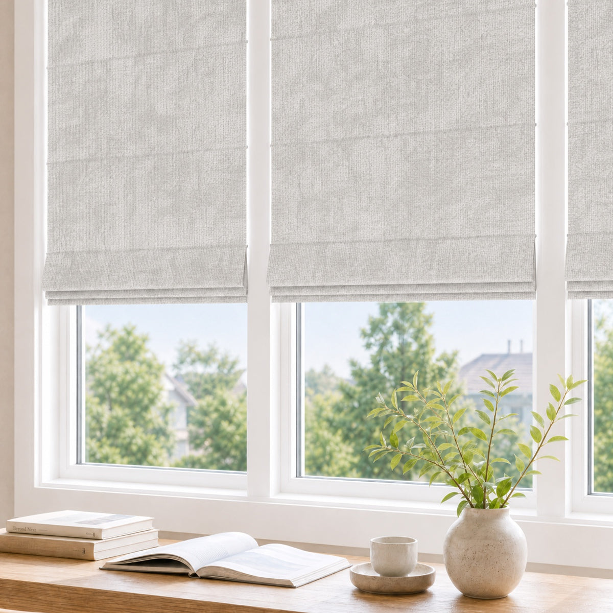 Berissa Soft Heathered Blackout No Tool TDBU Roman Shades