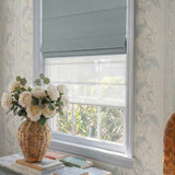 Berissa Cordless Double Shades Blackout and Semi View White Day Night Roman Shades