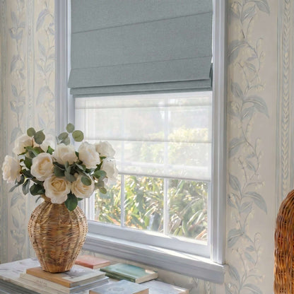 Berissa Cordless Double Shades Blackout and Semi View White Day Night Roman Shades