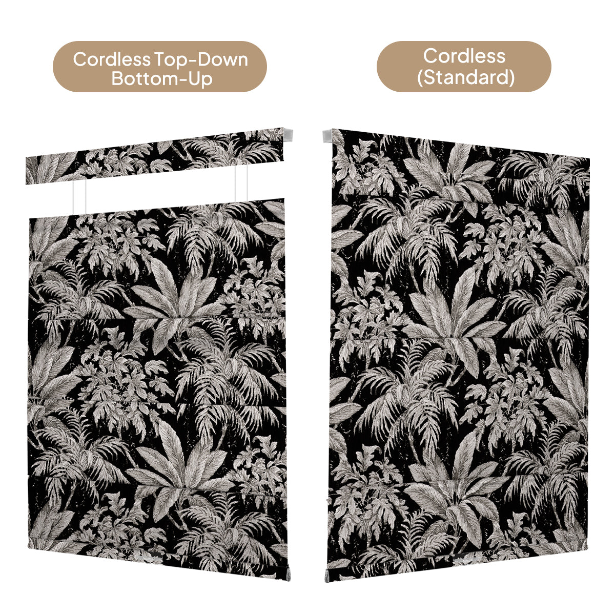 Berissa No-Drill Cordless Blackout Botanical Roman Shade