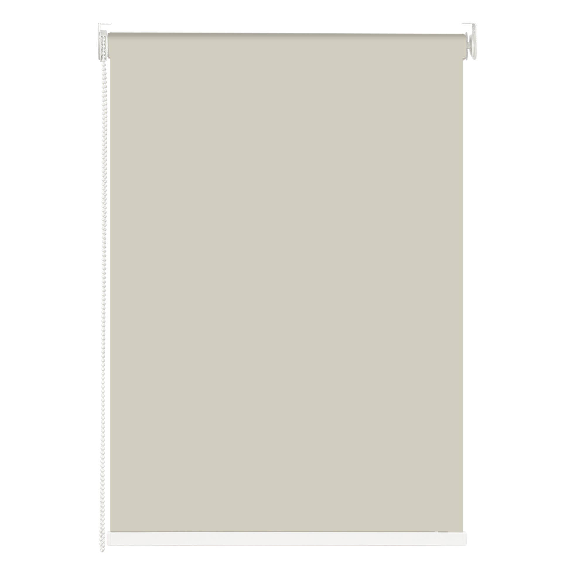 Berissa Classic Corded Pull Blackout Smooth Fabric Roller Shades in a neutral color, showcasing a sleek design.