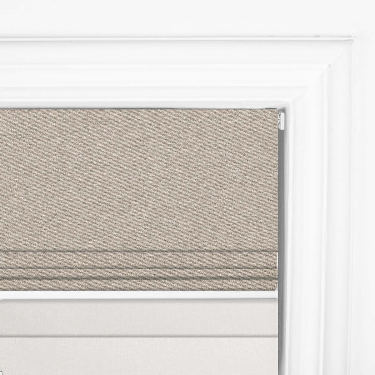 Berissa Day Night Soft Elegant Blackout Custom Color Roman Shades: Headrail Detail 1