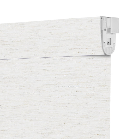 Berissa No Drill White & Warm Beige Wheat Texture Roller Blinds:Headrail Detail 1 