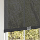 Berissa Spring System Cordless Roller Shades in sleek black, providing a modern aesthetic and effortless operation.