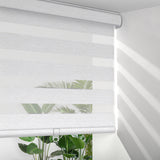Berissa Wheat Inspired Blackout Free-Stop Zebra Blinds Cordless Child Safe in white with natural light.