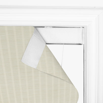 Close-up view of Berissa Natural Style Faux Bamboo Roman Shades showing texture and installation details.