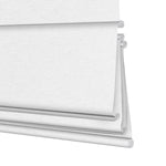 Berissa Custom Flat Fold Roman Shade Cordless in elegant white fabric, showcasing its sleek, modern design.
