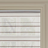 Beautiful Berissa Canvas with Walnut Stripes Roman Shades enhancing natural light in a sophisticated interior.