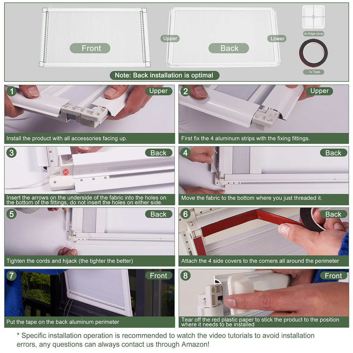 Installation guide for Berissa No Drill Honeycomb Blinds Perfect Fit Frame Sun Shades with steps and tips.